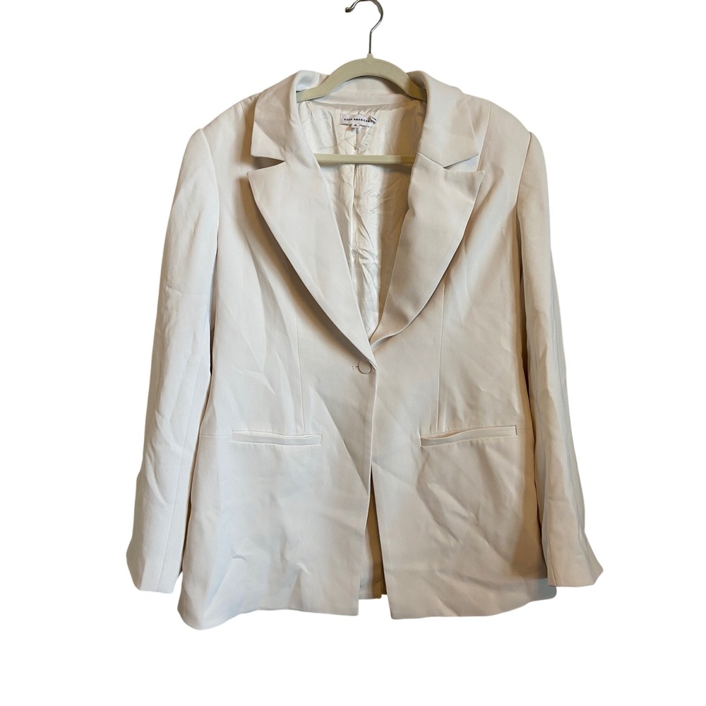 Good American Ivory Oversized Blazer GJK0128 Single Button Tailored Jacket NWT 4